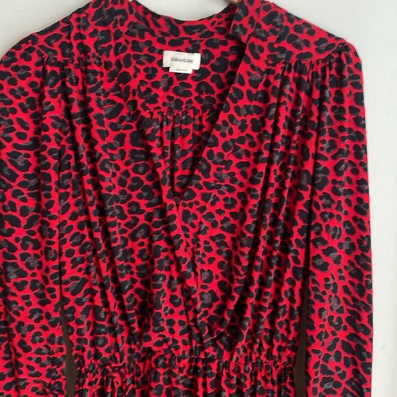 Zadig & Voltaire Reveal Leopard Print Long Sleeve Blouson Minidress - Picture 3 of 16